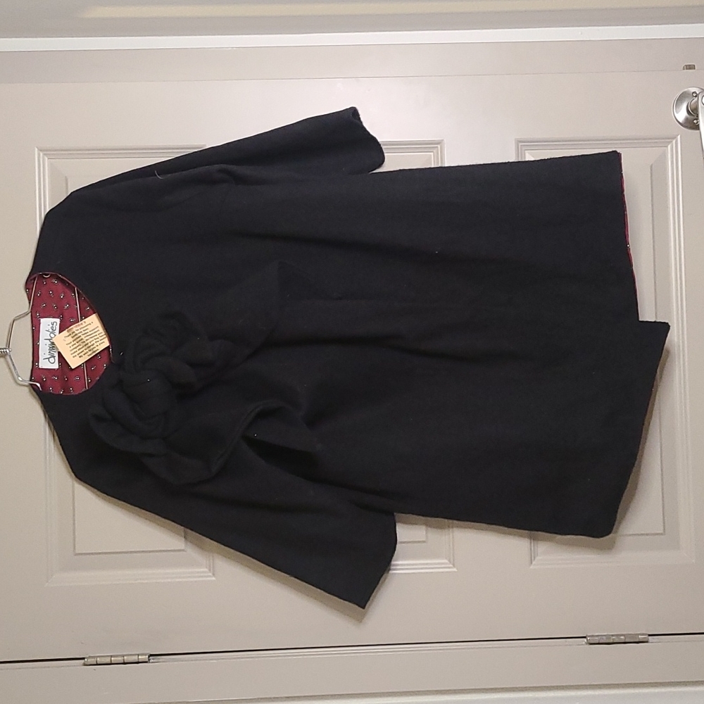 NWT unique Hand made lined wool 3/4 sleeve coat with bow detail